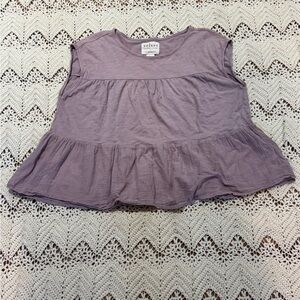 ANTHROPOLOGIE Velvet by Graham & Spencer Purple Peplum Three Tiered Top